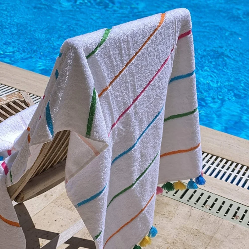 Turkish Cotton Beach Towel Tassel Fringe Striped Spring Break Colorful